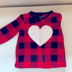 Carter’s 6 month red Buffalo check fleece pajamas